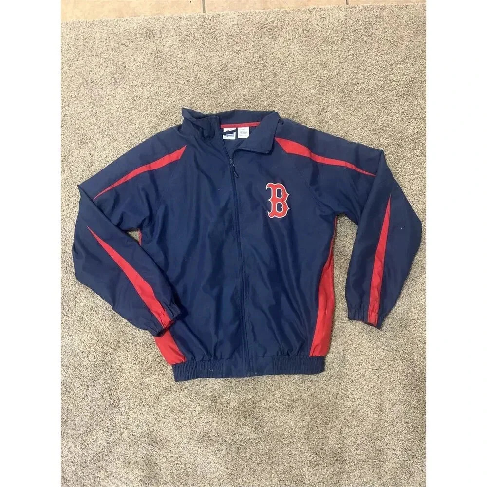Majestic Boston Red Sox Mens Zip Up Jacket Size MT Training Warm Up Windbreaker